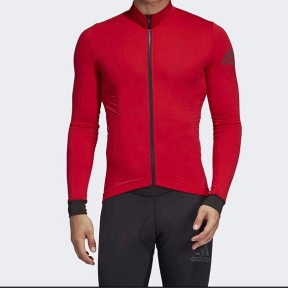 red cycling jacket